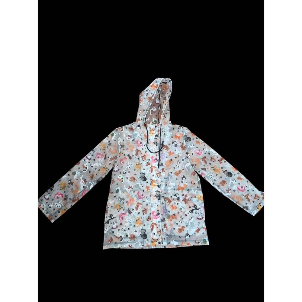 Disney Parks NWT Raining Cats And Dogs Full Zip Clear Hooded Coat sz M